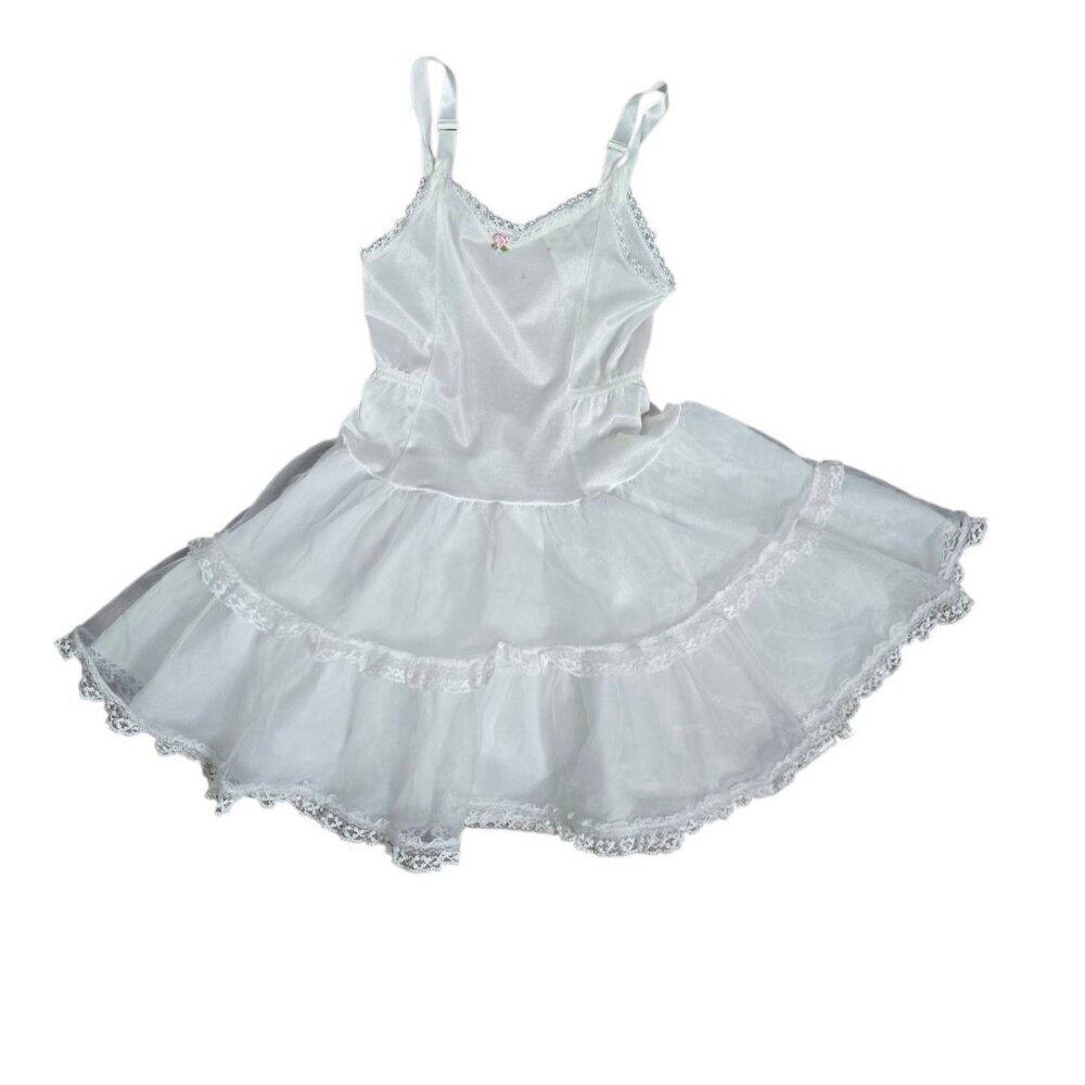 Vintage Girls White Petticoat Slip Ruffled Ballet